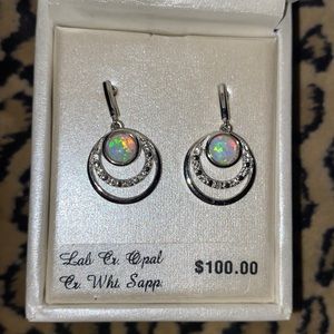 Sterling silver created opal earrings. New